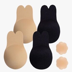 Stick-On Adhesive Silicone Bras - Black & Nude Invisible Support